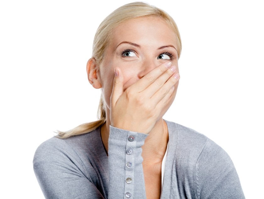 woman snickering cropped