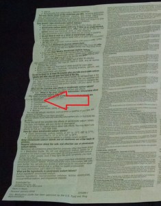 Side Effects list with arrow