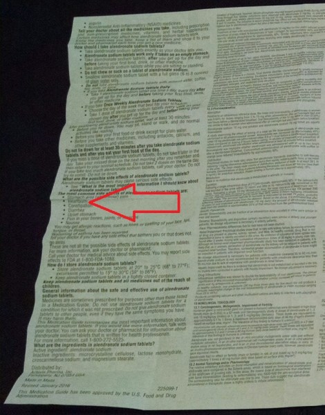 Side Effects list with arrow