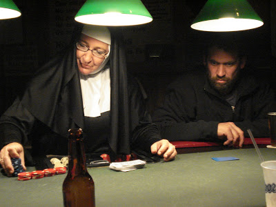 Nun playing cards